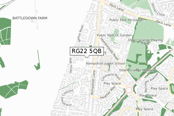 RG22 5QB map - small scale - OS Open Zoomstack (Ordnance Survey)