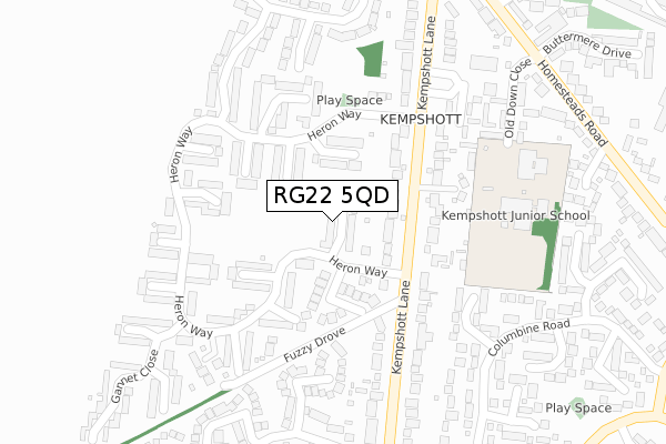 RG22 5QD map - large scale - OS Open Zoomstack (Ordnance Survey)