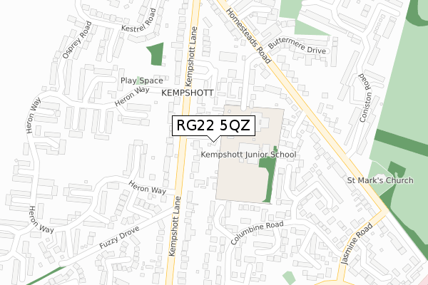 RG22 5QZ map - large scale - OS Open Zoomstack (Ordnance Survey)