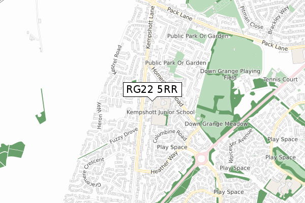 RG22 5RR map - small scale - OS Open Zoomstack (Ordnance Survey)