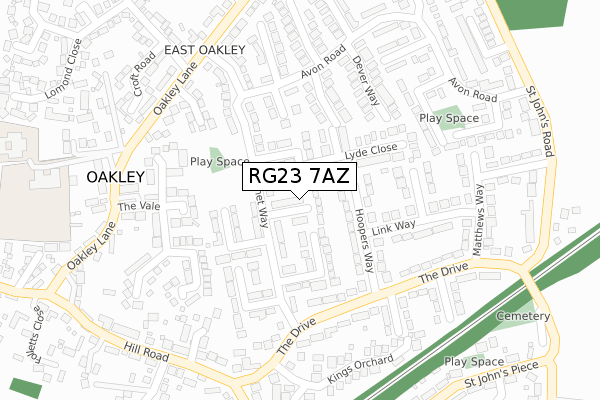 RG23 7AZ map - large scale - OS Open Zoomstack (Ordnance Survey) RG23 7AZ map - large scale - OS Open Zoomstack (Ordnance Survey)