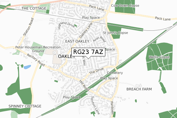 RG23 7AZ map - small scale - OS Open Zoomstack (Ordnance Survey) RG23 7AZ map - small scale - OS Open Zoomstack (Ordnance Survey)