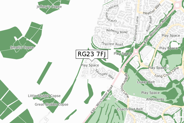 RG23 7FJ map - small scale - OS Open Zoomstack (Ordnance Survey) RG23 7FJ map - small scale - OS Open Zoomstack (Ordnance Survey)
