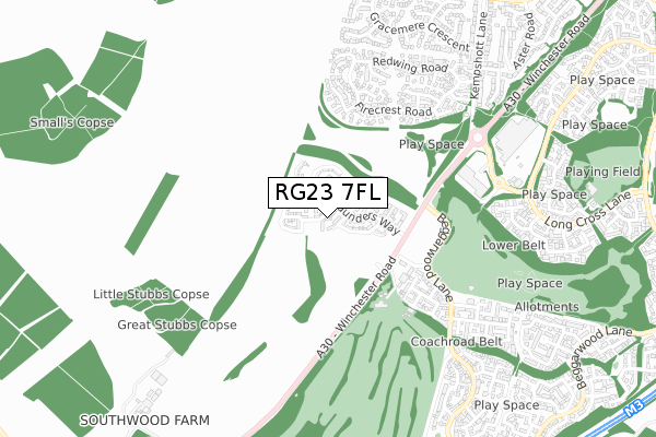 RG23 7FL map - small scale - OS Open Zoomstack (Ordnance Survey) RG23 7FL map - small scale - OS Open Zoomstack (Ordnance Survey)