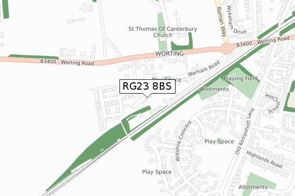 RG23 8BS map - large scale - OS Open Zoomstack (Ordnance Survey)