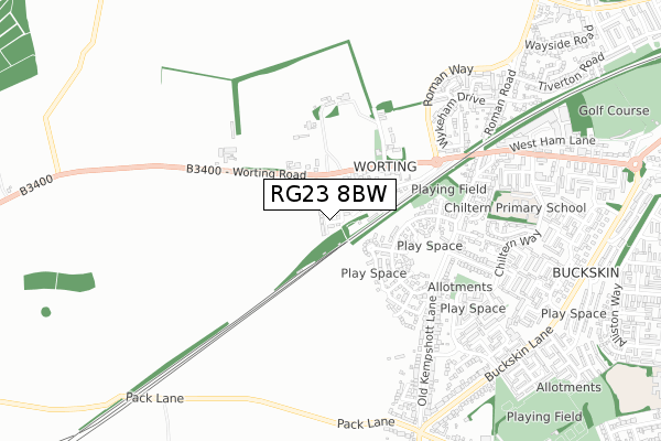 RG23 8BW map - small scale - OS Open Zoomstack (Ordnance Survey)