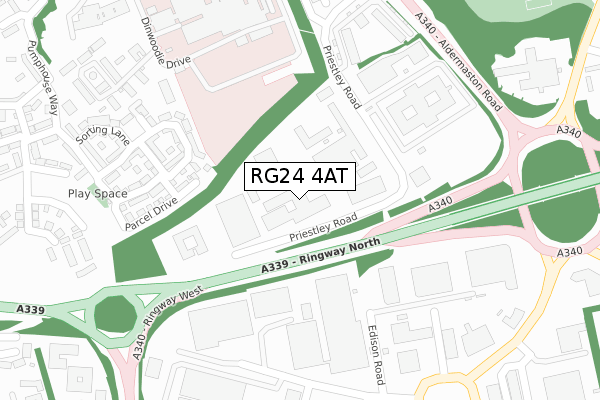 RG24 4AT map - large scale - OS Open Zoomstack (Ordnance Survey)