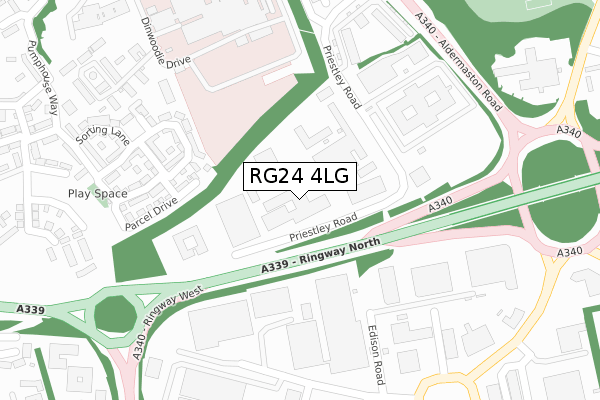 RG24 4LG map - large scale - OS Open Zoomstack (Ordnance Survey)