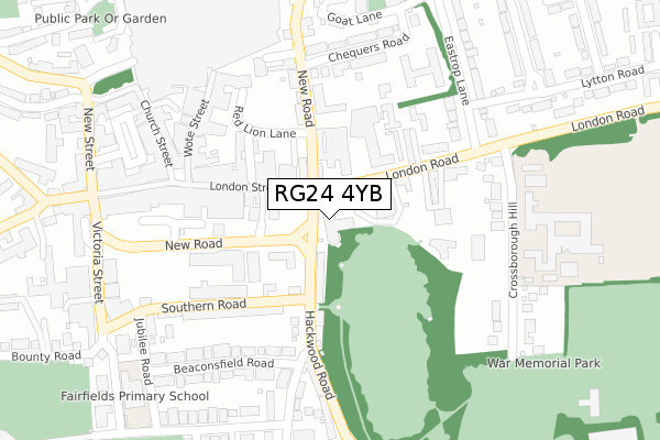 RG24 4YB map - large scale - OS Open Zoomstack (Ordnance Survey)