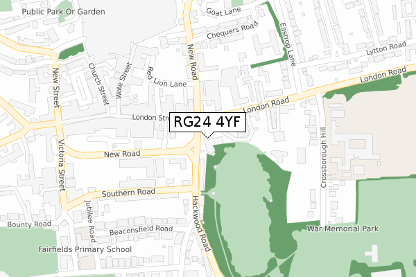 RG24 4YF map - large scale - OS Open Zoomstack (Ordnance Survey)