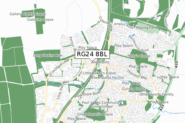 RG24 8BL map - small scale - OS Open Zoomstack (Ordnance Survey) RG24 8BL map - small scale - OS Open Zoomstack (Ordnance Survey)