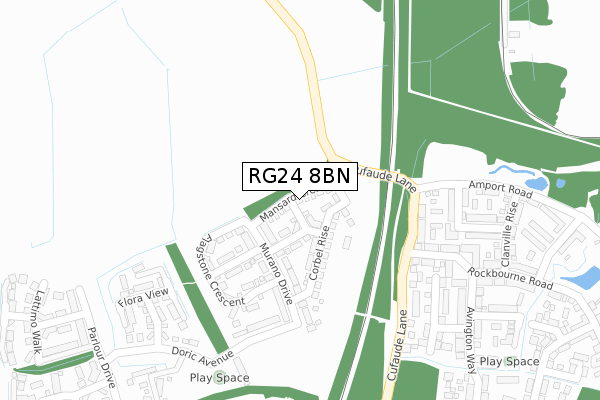 RG24 8BN map - large scale - OS Open Zoomstack (Ordnance Survey)