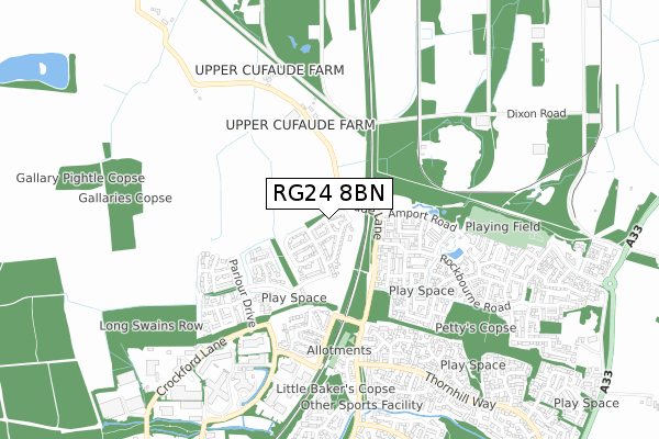 RG24 8BN map - small scale - OS Open Zoomstack (Ordnance Survey)