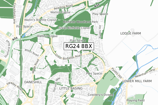 RG24 8BX map - small scale - OS Open Zoomstack (Ordnance Survey) RG24 8BX map - small scale - OS Open Zoomstack (Ordnance Survey)