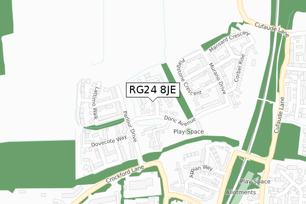 RG24 8JE map - large scale - OS Open Zoomstack (Ordnance Survey)