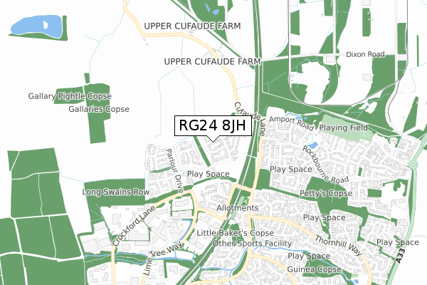 RG24 8JH map - small scale - OS Open Zoomstack (Ordnance Survey) RG24 8JH map - small scale - OS Open Zoomstack (Ordnance Survey)