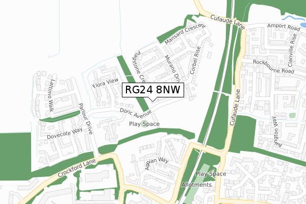 RG24 8NW map - large scale - OS Open Zoomstack (Ordnance Survey)