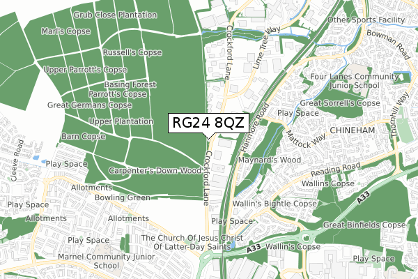 RG24 8QZ map - small scale - OS Open Zoomstack (Ordnance Survey) RG24 8QZ map - small scale - OS Open Zoomstack (Ordnance Survey)