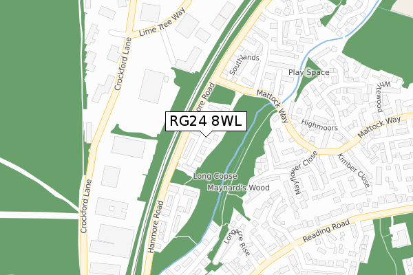 RG24 8WL map - large scale - OS Open Zoomstack (Ordnance Survey)