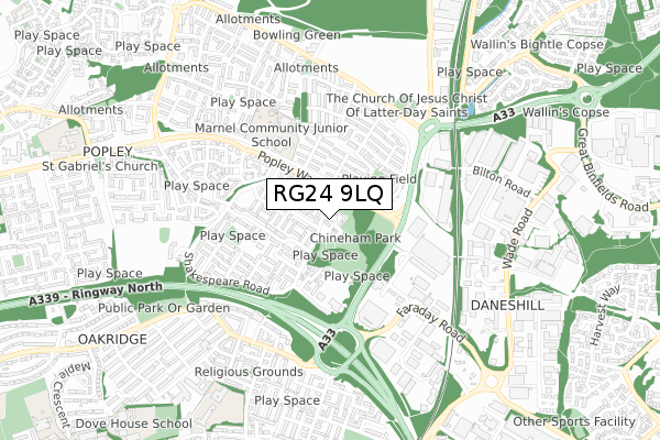 RG24 9LQ map - small scale - OS Open Zoomstack (Ordnance Survey) RG24 9LQ map - small scale - OS Open Zoomstack (Ordnance Survey)