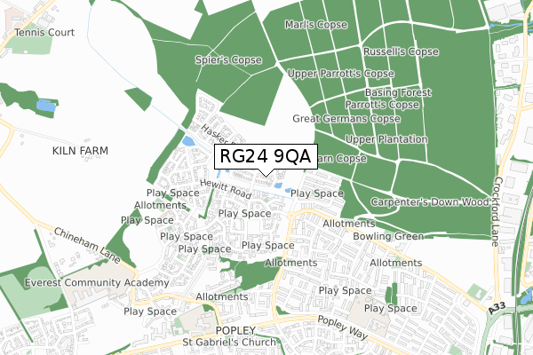 RG24 9QA map - small scale - OS Open Zoomstack (Ordnance Survey) RG24 9QA map - small scale - OS Open Zoomstack (Ordnance Survey)