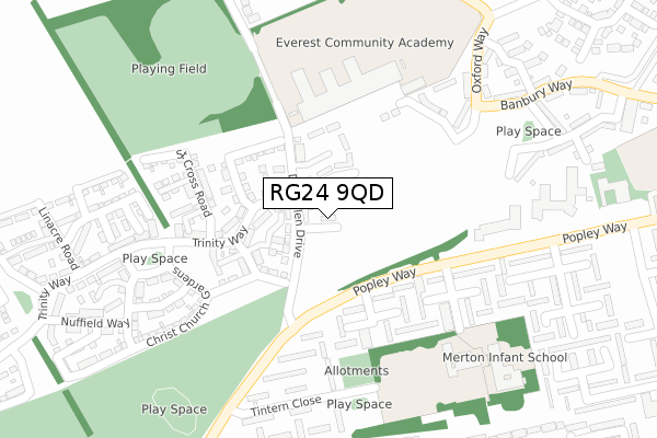 RG24 9QD map - large scale - OS Open Zoomstack (Ordnance Survey)