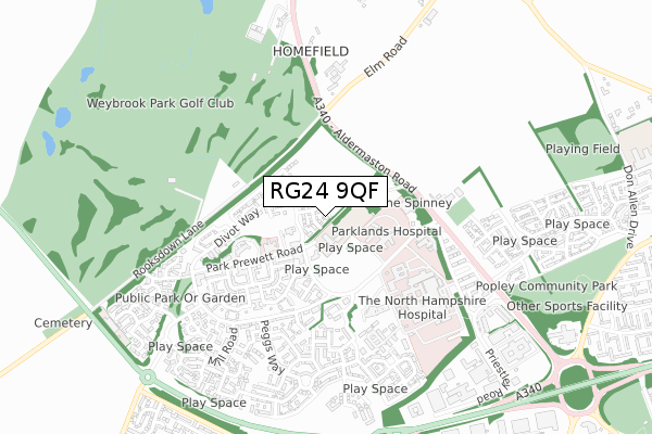 RG24 9QF map - small scale - OS Open Zoomstack (Ordnance Survey) RG24 9QF map - small scale - OS Open Zoomstack (Ordnance Survey)