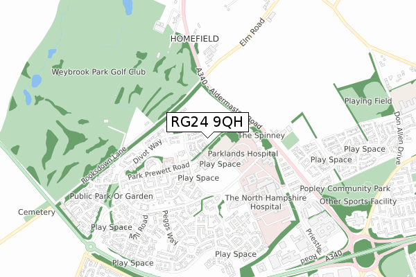 RG24 9QH map - small scale - OS Open Zoomstack (Ordnance Survey) RG24 9QH map - small scale - OS Open Zoomstack (Ordnance Survey)