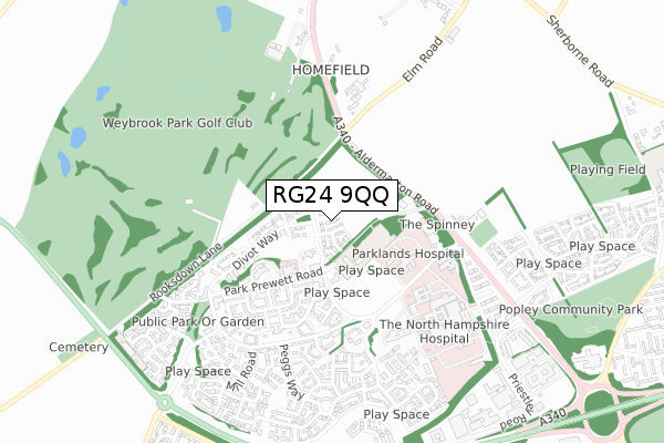 RG24 9QQ map - small scale - OS Open Zoomstack (Ordnance Survey) RG24 9QQ map - small scale - OS Open Zoomstack (Ordnance Survey)