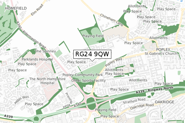 RG24 9QW map - small scale - OS Open Zoomstack (Ordnance Survey) RG24 9QW map - small scale - OS Open Zoomstack (Ordnance Survey)