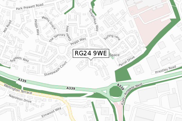 RG24 9WE map - large scale - OS Open Zoomstack (Ordnance Survey) RG24 9WE map - large scale - OS Open Zoomstack (Ordnance Survey)