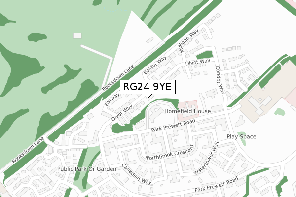 RG24 9YE map - large scale - OS Open Zoomstack (Ordnance Survey)