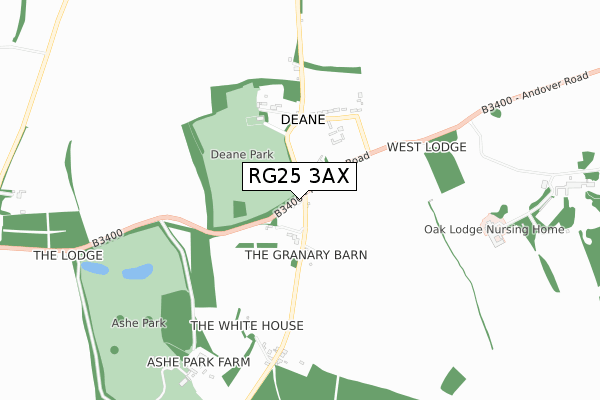 RG25 3AX map - small scale - OS Open Zoomstack (Ordnance Survey)
