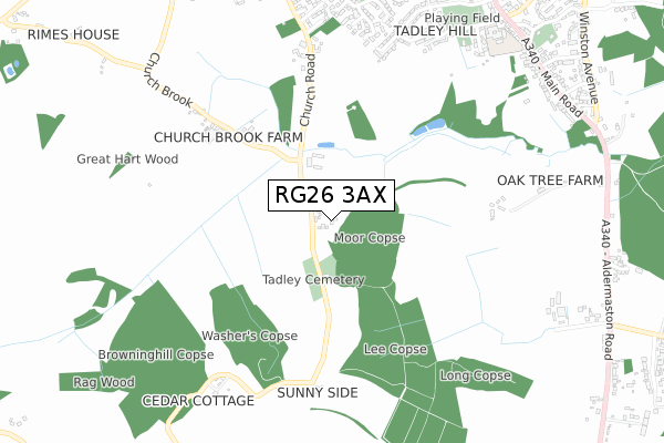 RG26 3AX map - small scale - OS Open Zoomstack (Ordnance Survey)
