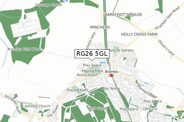 RG26 5GL map - small scale - OS Open Zoomstack (Ordnance Survey)