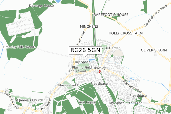 RG26 5GN map - small scale - OS Open Zoomstack (Ordnance Survey)