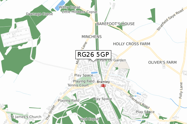 RG26 5GP map - small scale - OS Open Zoomstack (Ordnance Survey)