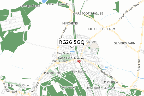 RG26 5GQ map - small scale - OS Open Zoomstack (Ordnance Survey) RG26 5GQ map - small scale - OS Open Zoomstack (Ordnance Survey)