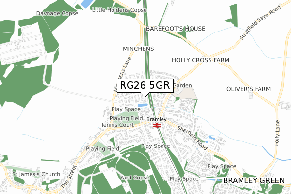 RG26 5GR map - small scale - OS Open Zoomstack (Ordnance Survey)