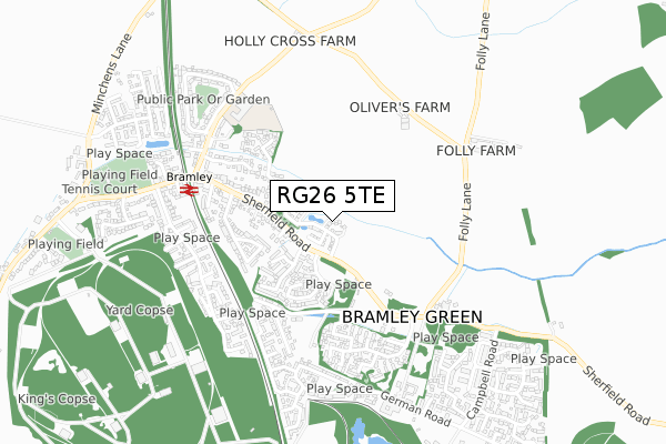 RG26 5TE map - small scale - OS Open Zoomstack (Ordnance Survey)