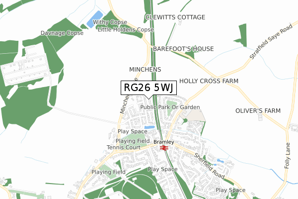 RG26 5WJ map - small scale - OS Open Zoomstack (Ordnance Survey)