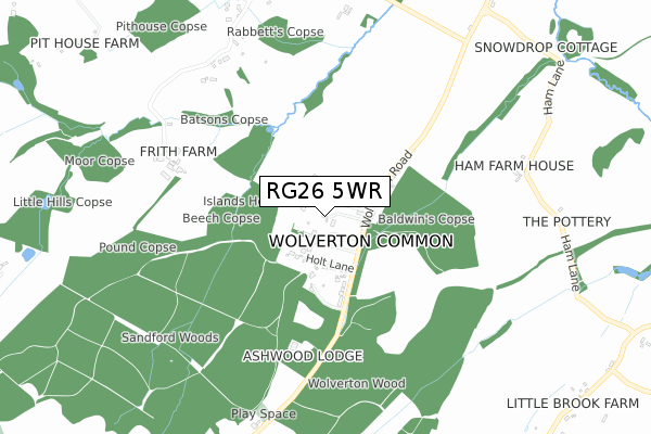 RG26 5WR map - small scale - OS Open Zoomstack (Ordnance Survey)