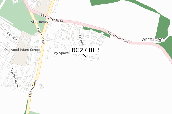 RG27 8FB map - large scale - OS Open Zoomstack (Ordnance Survey)