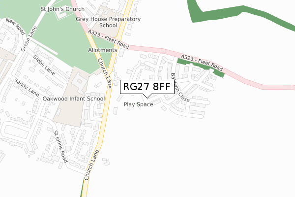 RG27 8FF map - large scale - OS Open Zoomstack (Ordnance Survey)