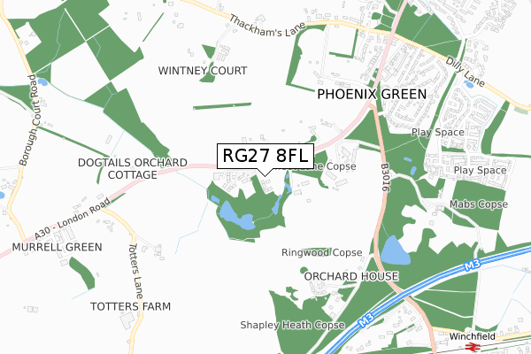 RG27 8FL map - small scale - OS Open Zoomstack (Ordnance Survey)