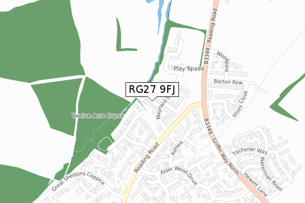 RG27 9FJ map - large scale - OS Open Zoomstack (Ordnance Survey)