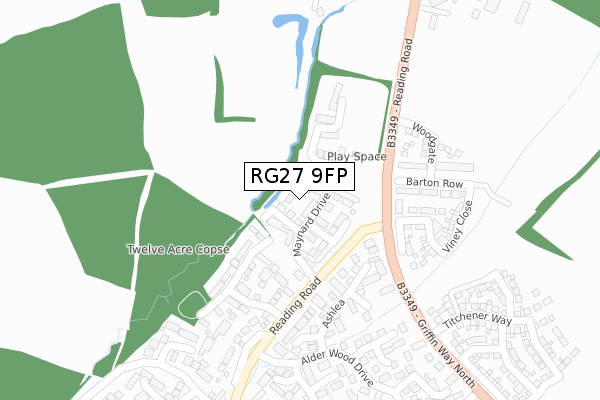 RG27 9FP map - large scale - OS Open Zoomstack (Ordnance Survey)