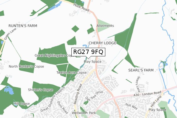 RG27 9FQ map - small scale - OS Open Zoomstack (Ordnance Survey)