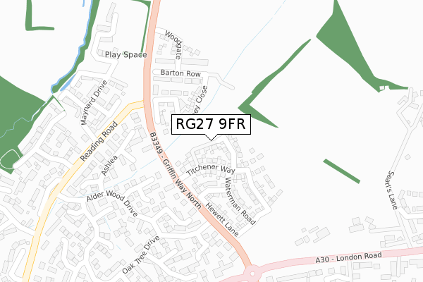 RG27 9FR map - large scale - OS Open Zoomstack (Ordnance Survey)