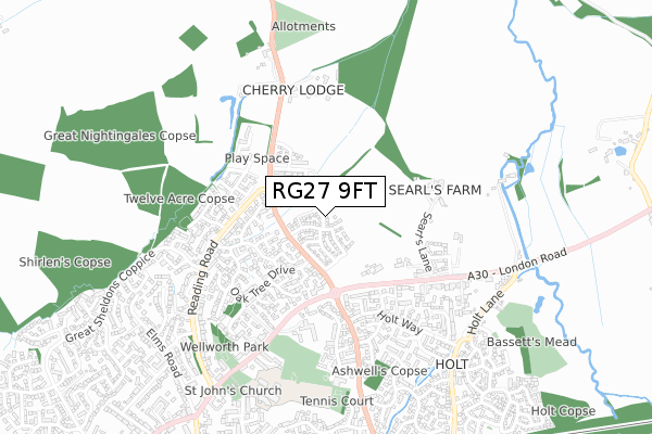 RG27 9FT map - small scale - OS Open Zoomstack (Ordnance Survey)